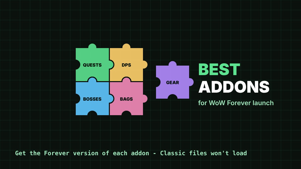 Puzzle pieces and the words best addons for WoW Forever launch