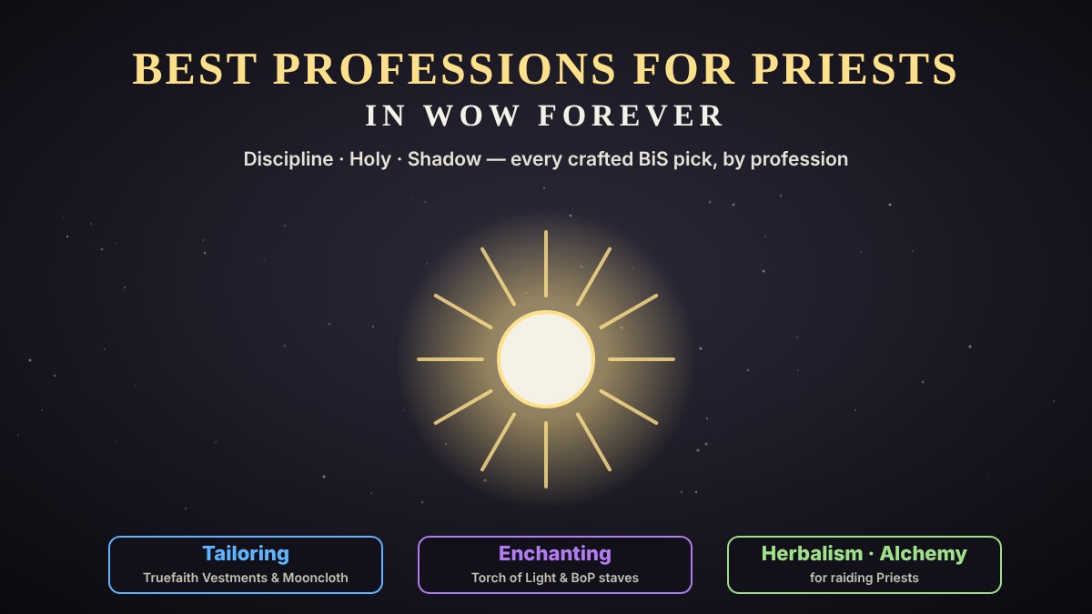 Best professions for Priests in WoW Forever: Tailoring, Enchanting, Herbalism and Alchemy