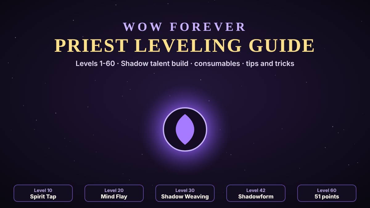 WoW Forever Priest leveling guide: Shadow Priest talent build from 10 to 60