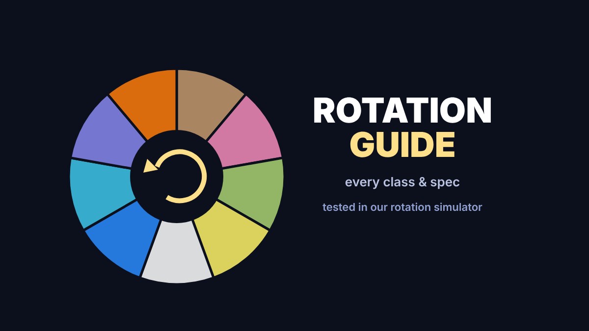 Class-coloured wheel with a loop arrow: WoW Forever rotation guide