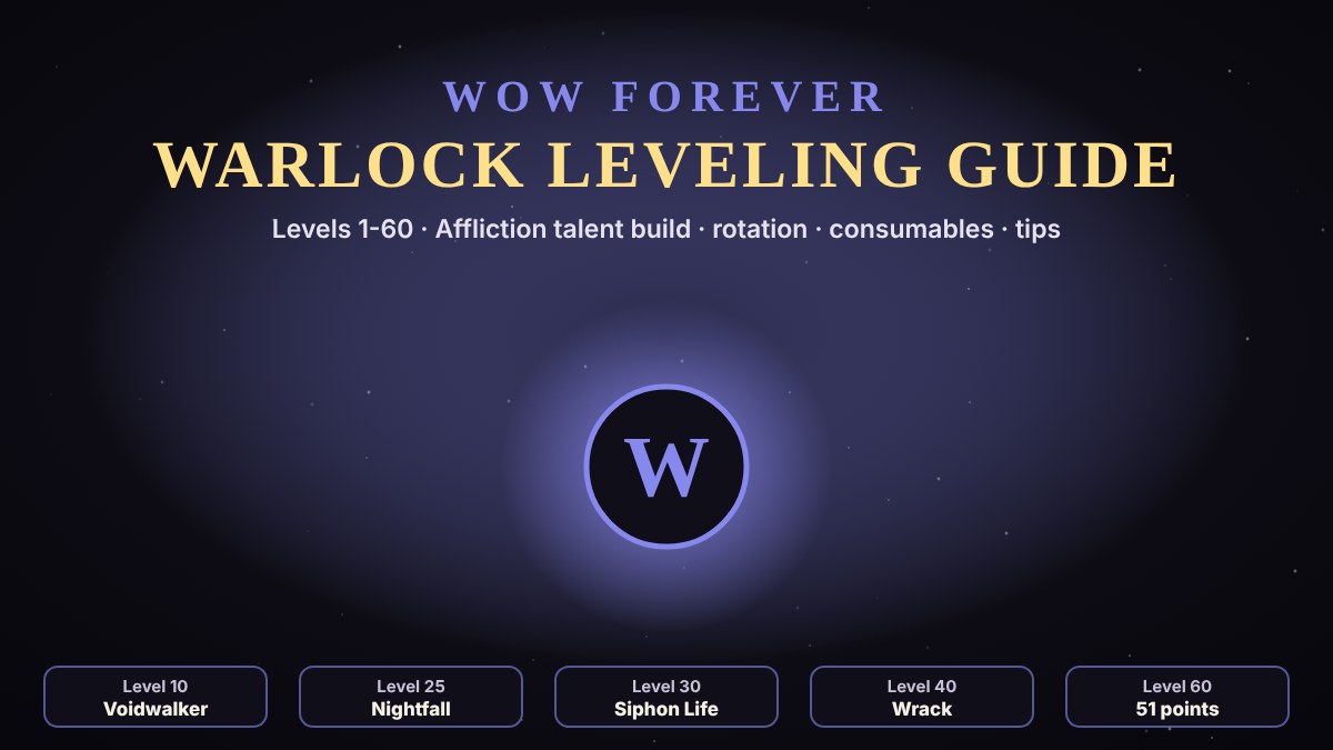 WoW Forever Warlock leveling guide: Affliction Warlock talent build from 10 to 60